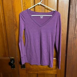Purple v neck long sleeve